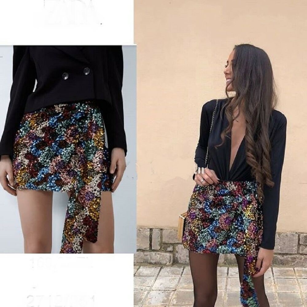 Zara Multicolor Sequin Mini Skirt